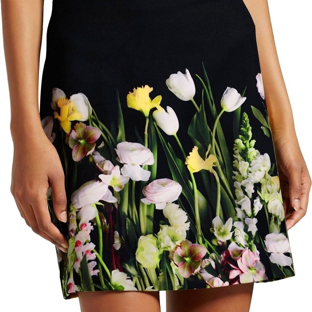 Victoria Beckham for Target Black Satin Floral Skirt Size XS